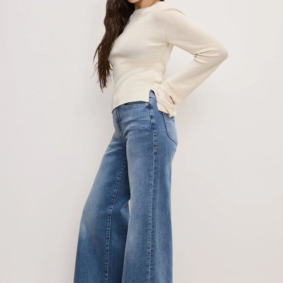 Good American Good Petite Palazzo Light Compression Jeans NWT - Picture 2 of 6